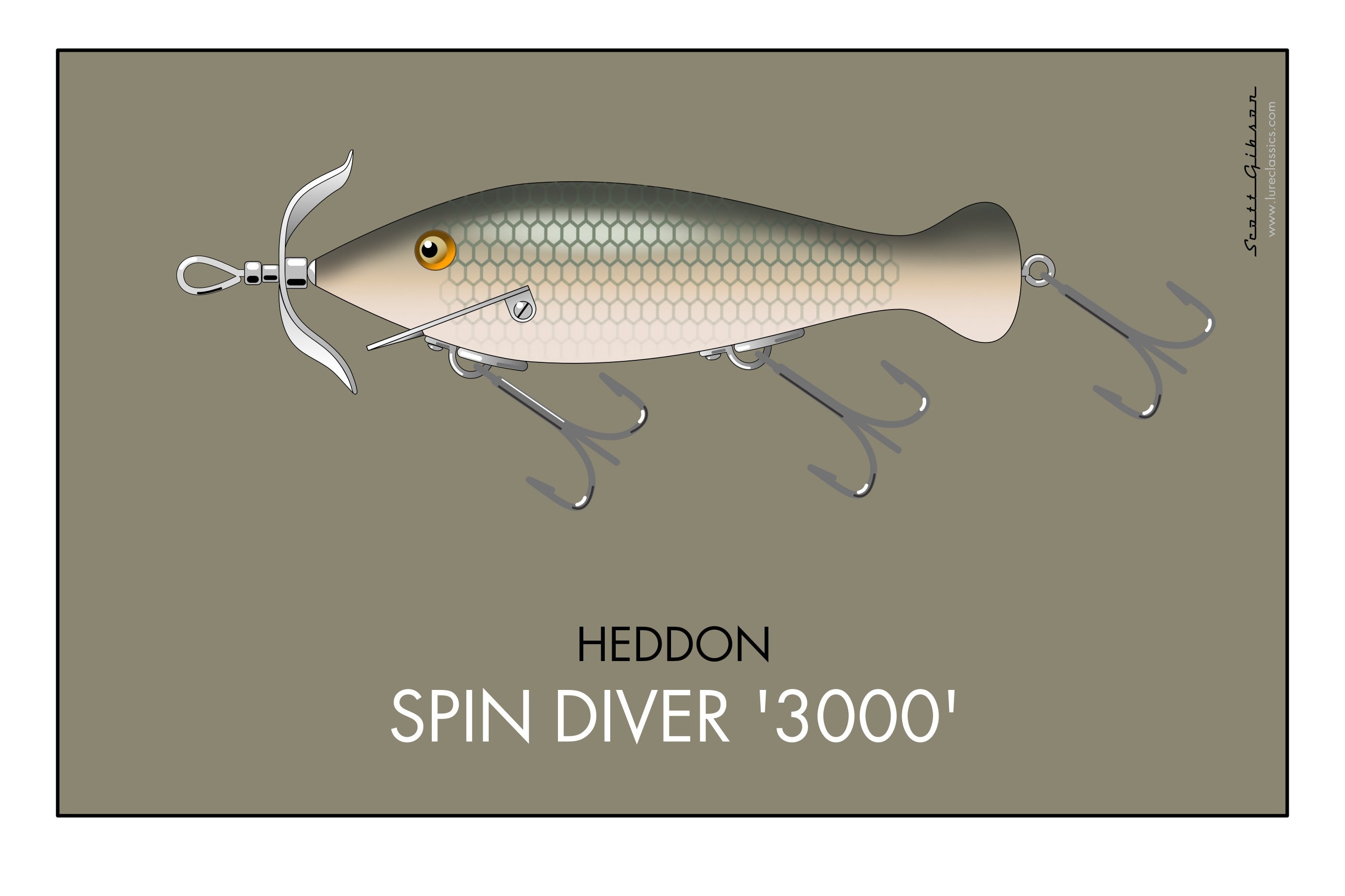 Heddon Spin Diver 3000, Fishing Lure Art
