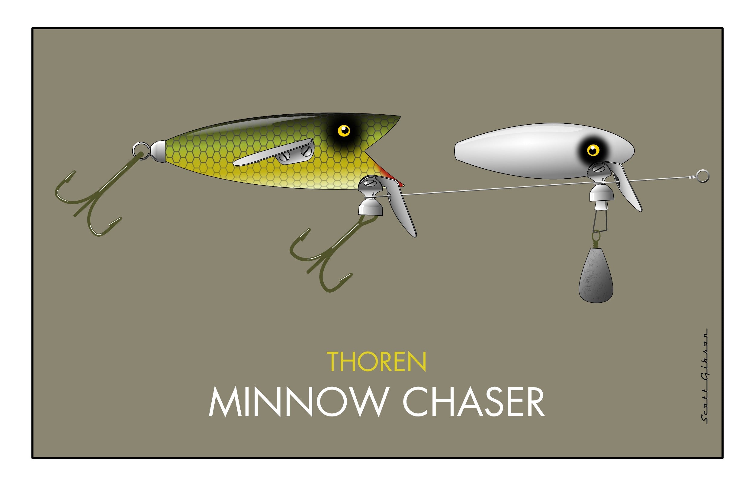 Pflueger Monarch Minnow, Fishing Lure Art