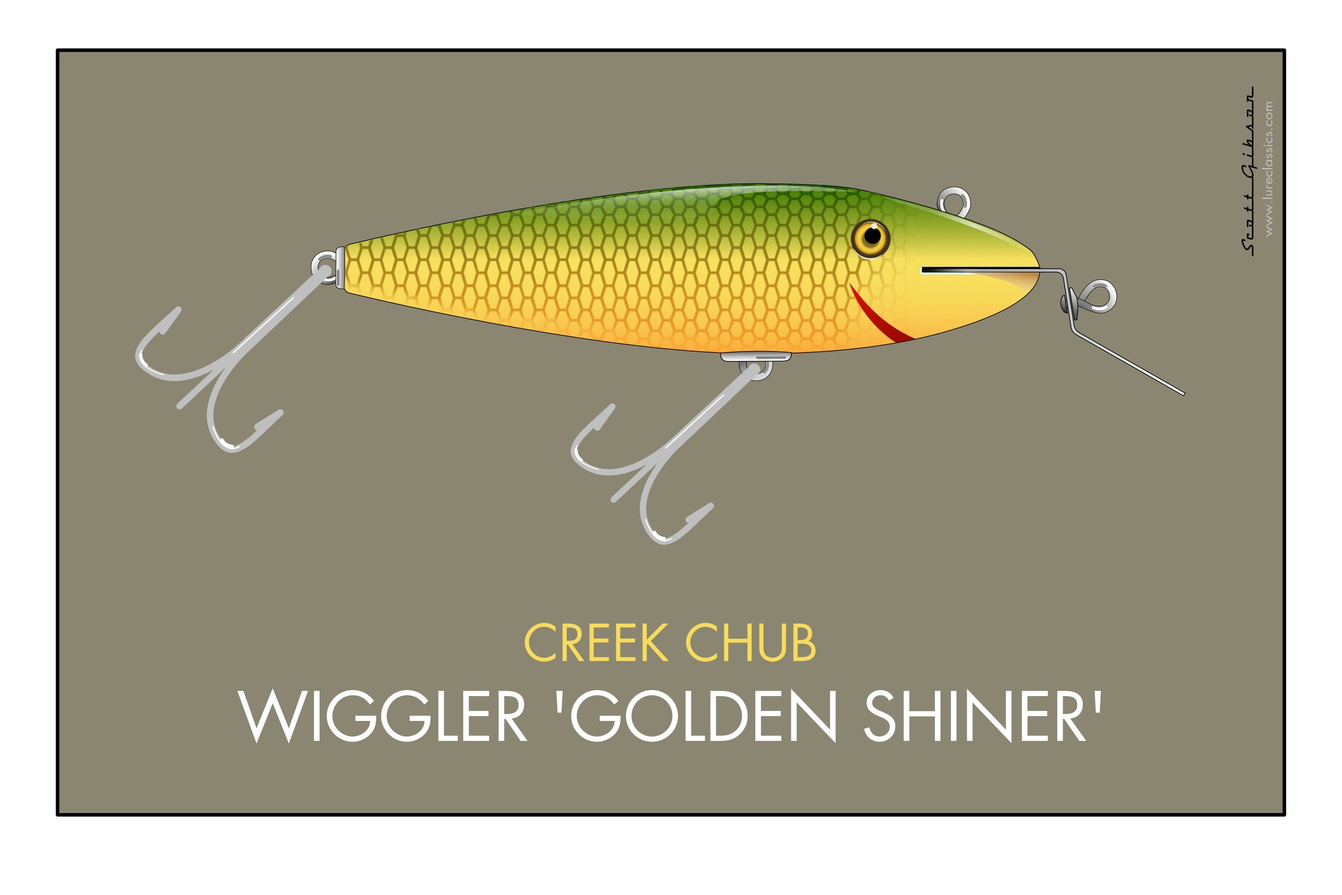 Wiggler 'Golden Shiner', Fishing Lure Art