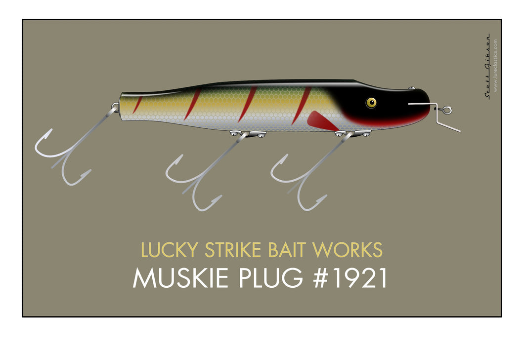 Lucky Strike Muskie Plug #1921 | Fishing Lure Art